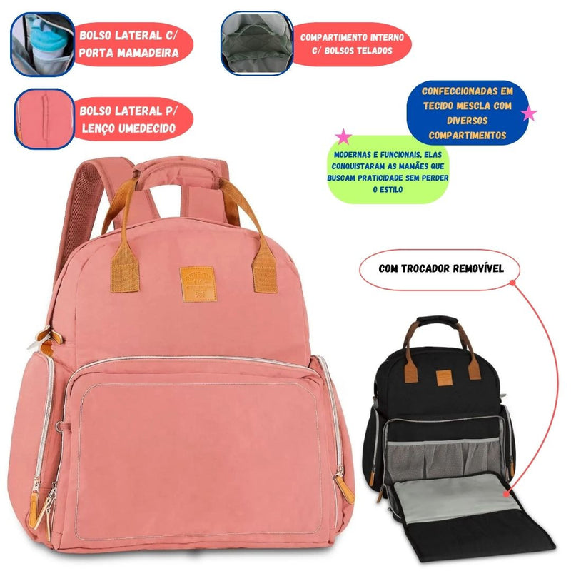 Mochila de Costas Maternidade Impermeavel Bebe Bolsa Mamae Porta Mamadeira Original