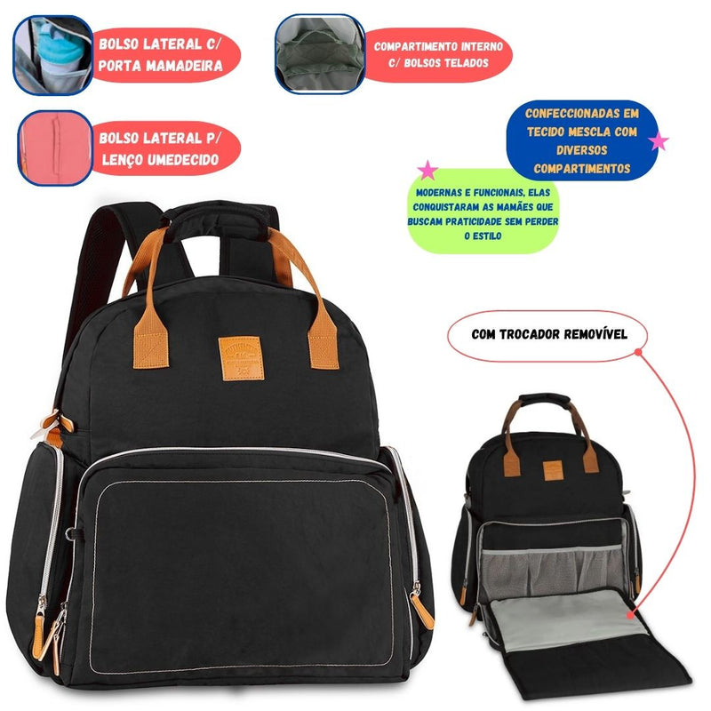 Mochila de Costas Maternidade Impermeavel Bebe Bolsa Mamae Porta Mamadeira Original