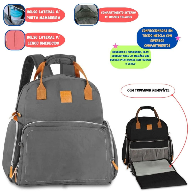 Mochila de Costas Maternidade Impermeavel Bebe Bolsa Mamae Porta Mamadeira Original
