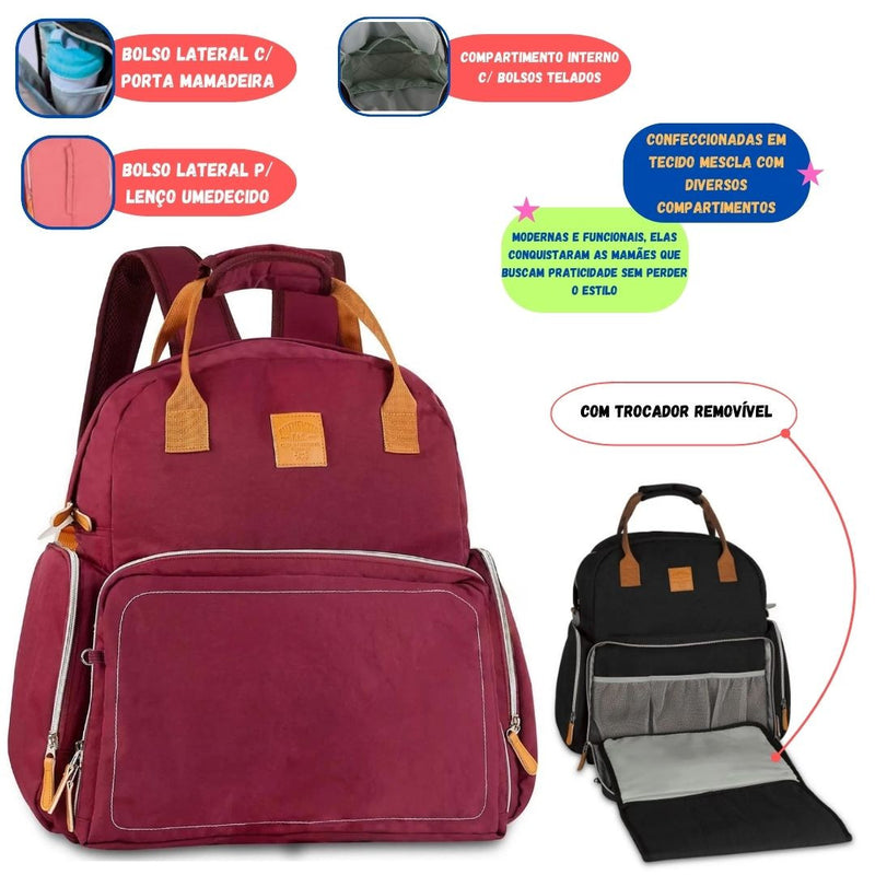 Mochila de Costas Maternidade Impermeavel Bebe Bolsa Mamae Porta Mamadeira Original