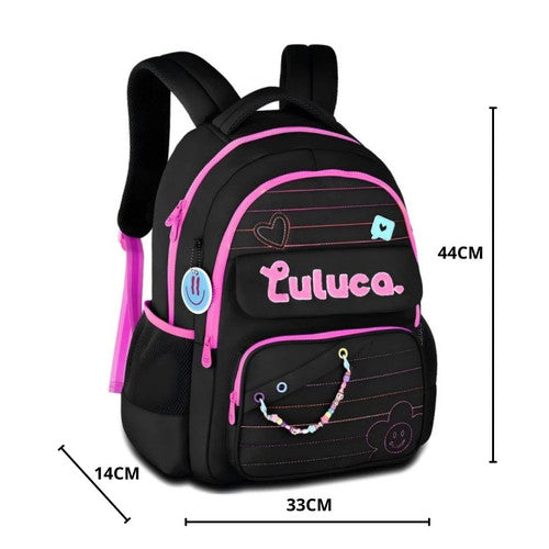 Mochila De Costas Luluca Escolar Feminina Juvenil Meninas Garotas Estilosa Alça Megalomania