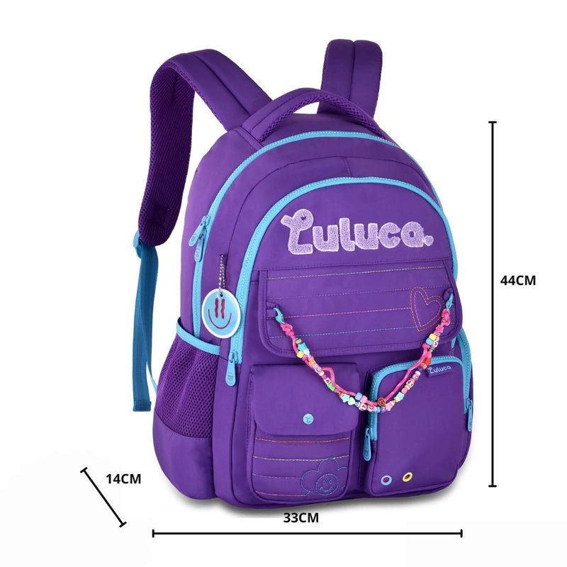 Mochila de Costas Luluca Youtuber Bolsa Juvenil Escolar Notebook Miçangas Smille Feminina