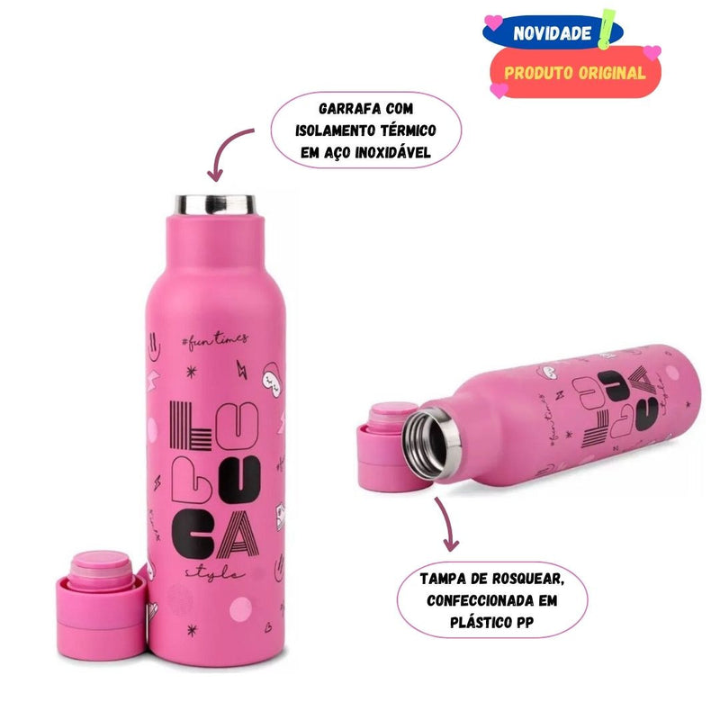 Garrafa Termica Squeeze Luluca Inox Lançamento Volta Aulas