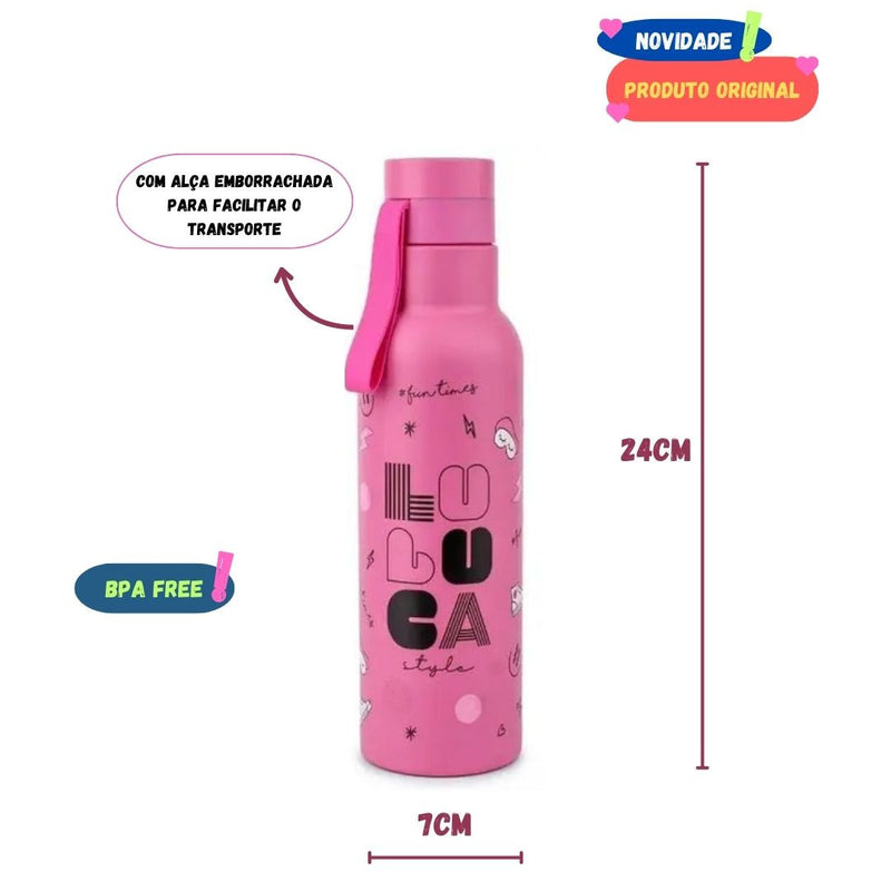 Garrafa Termica Squeeze Luluca Inox Lançamento Volta Aulas