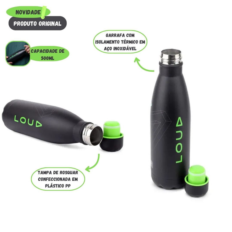 Garrafa Termica Squeeze Aço Inox 500ml Escolar Preto Original Esporte Praticidade