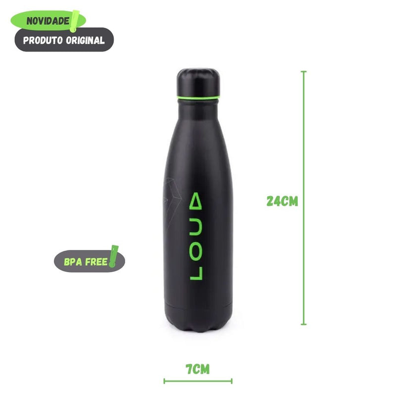 Garrafa Termica Squeeze Aço Inox 500ml Escolar Preto Original Esporte Praticidade