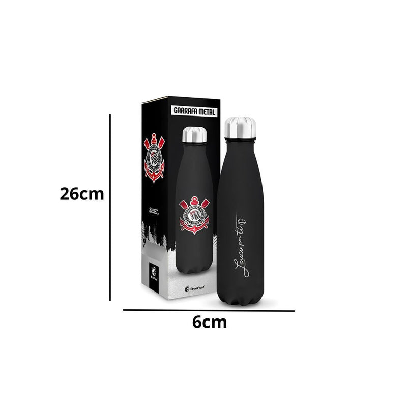 Garrafa Térmica 500ml Metal Emborrachado Neo Corinthians Oficial Pai Presente Treino Futebol Megalomania
