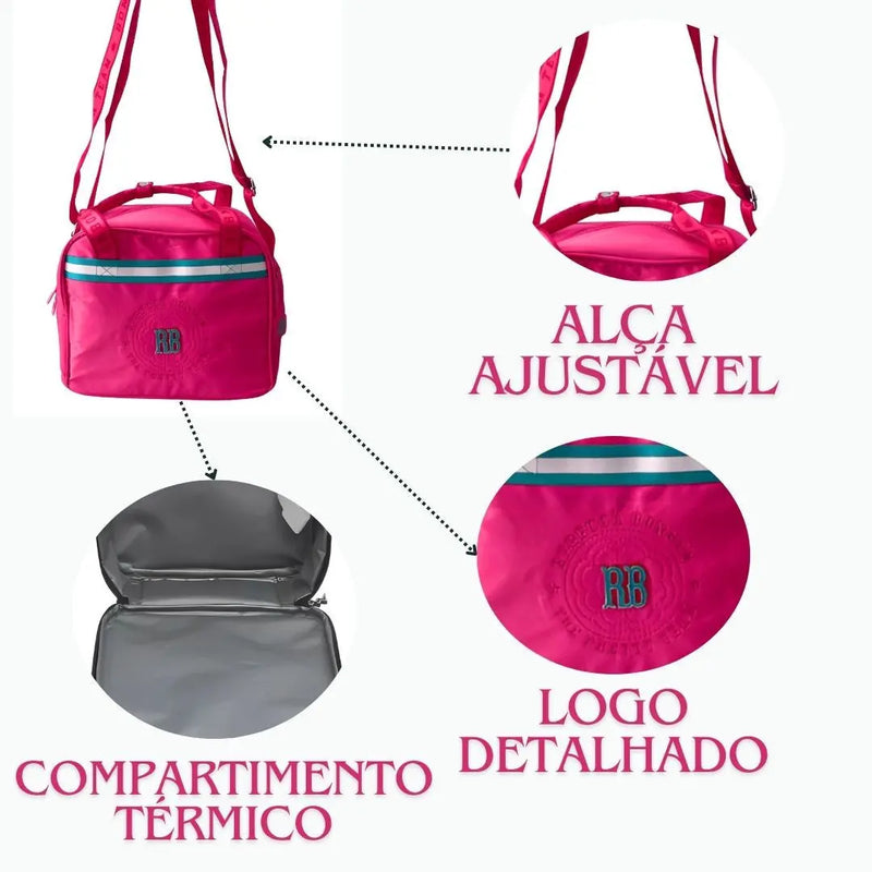 Lancheira Térmica Rebecca Bonbon Preto Rosa Roxo Matelassê Juvenil Lanche Meninas Escolar Megalomania