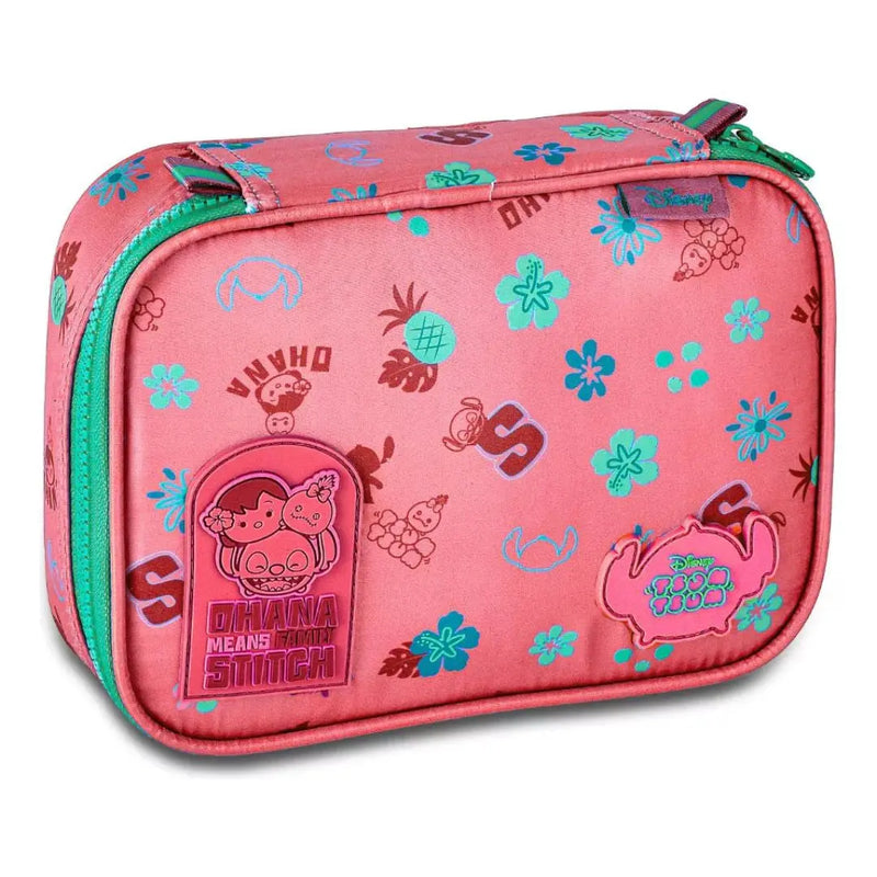 Estojo Box Stitch Disney Azul Lilás Rosa Juvenil Escolar Feminino Meninas Clio Megalomania
