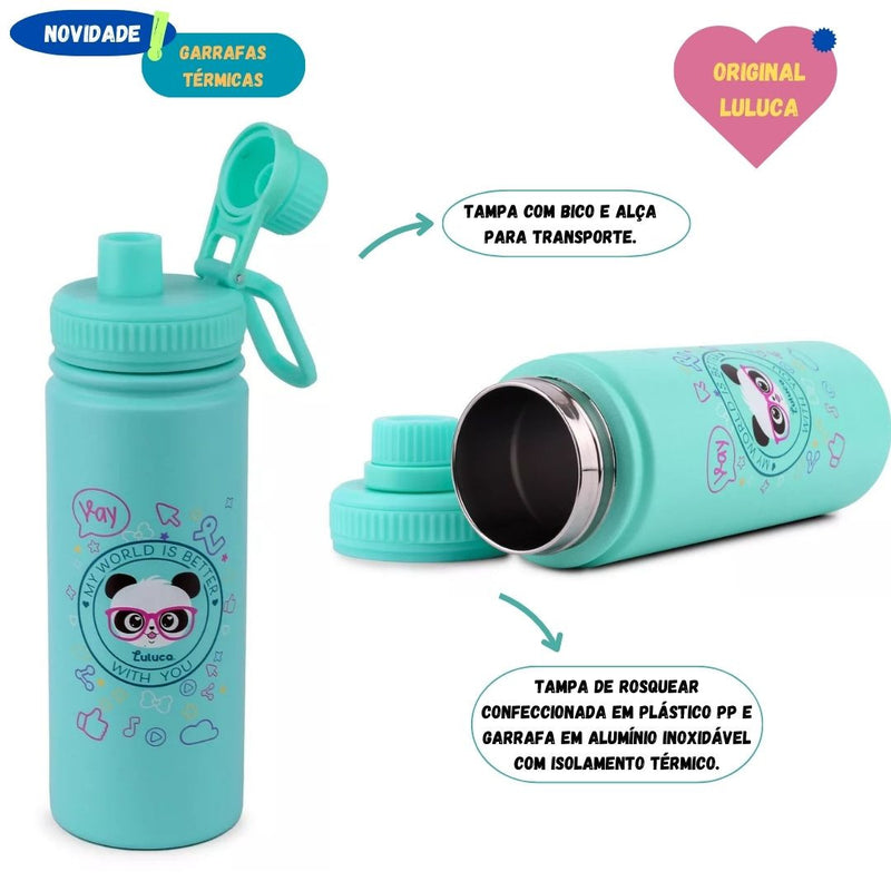 Garrafa Termica Squeeze Luluca 500ml Esportes Aulas Inox Esporte Academia