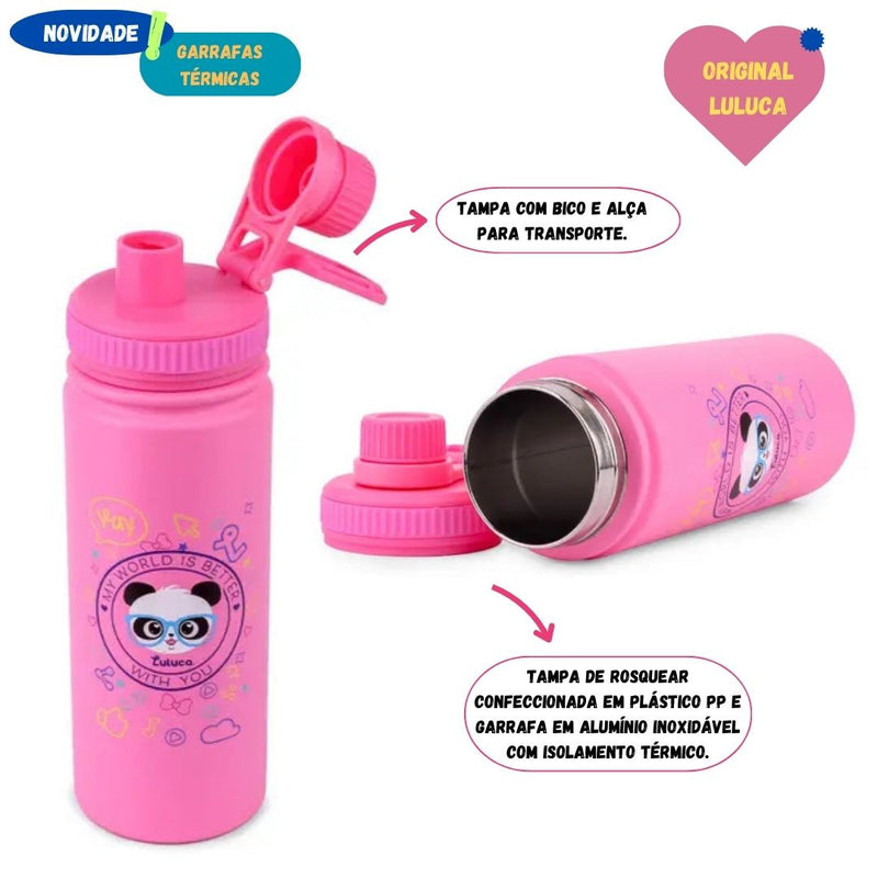 Garrafa Termica Squeeze Luluca 500ml Esportes Aulas Inox Esporte Academia