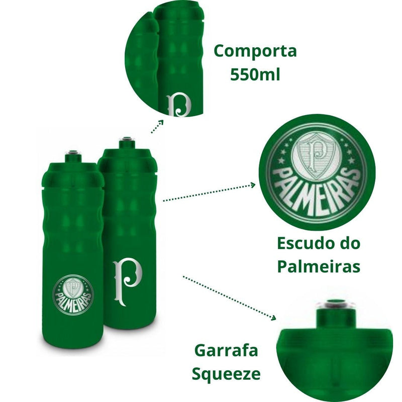 Garrafa Squeeze 550ml Palmeiras Time Brasileirão Porco Verdão Pai Presente Futebol Esporte Megalomania