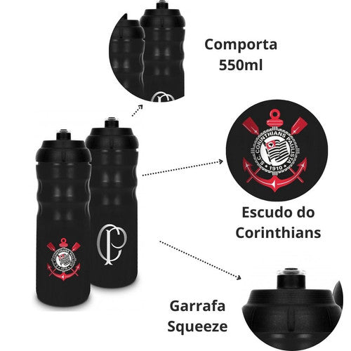 Garrafa Squeeze Corinthians Timão Brasileirão Bebida Frias Futebol Esporte Pai Presente Megalomania