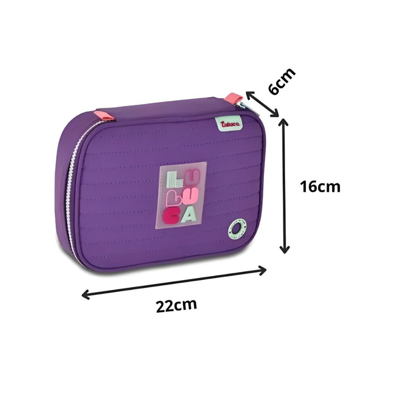 Kit Mochila Costas Luluca Lilás Estojo Box Juvenil Escolar Meninas Feminino Clio