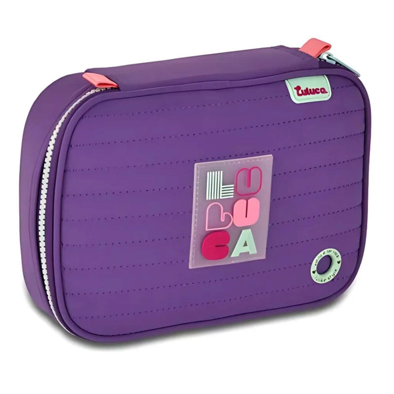 Kit Mochila Costas Luluca Lilás Estojo Box Juvenil Escolar Meninas Feminino Clio