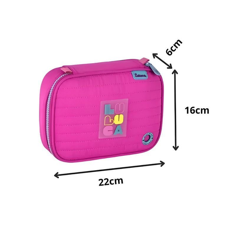 Kit Lancheira Térmica Luluca Estojo Box Escolar Juvenil Colorido Meninas Lápis Clio