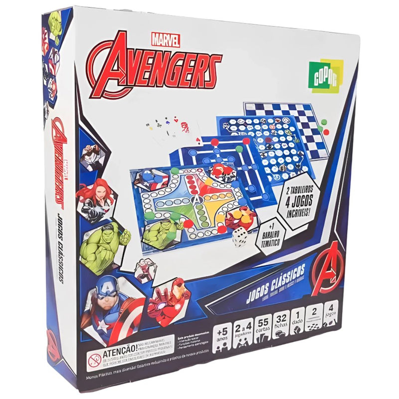 Jogos Clássicos Marvel Vingadores Avengers Original Trilha Sobe e Desce Ludo Dama Juvenil Adulto Ponto Criativo