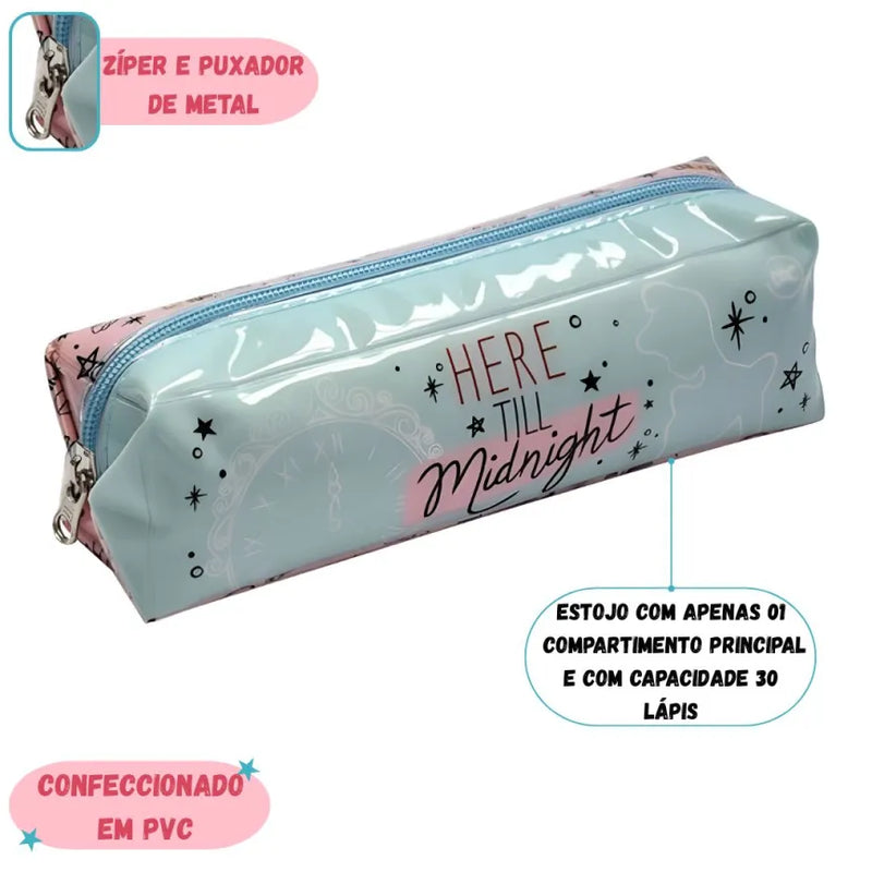 Estojo Escolar em PVC Cristal Cinderela 30 Pens Volta as Aulas Menina Princesa Disney