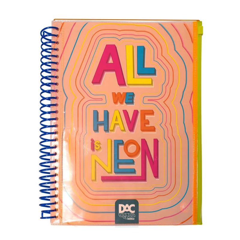 Caderno Universitário A4 160 Folhas Lanranja Bubble Neon Com Malote Zip Volta as Aulas Espiral Juvenil