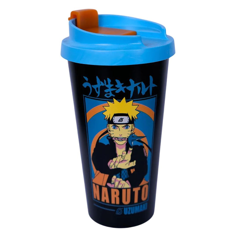 Copo Star Naruto Uzumaki 500ml Com Tampa Anime Dc Comix Café Água Coleção Original Megalomania