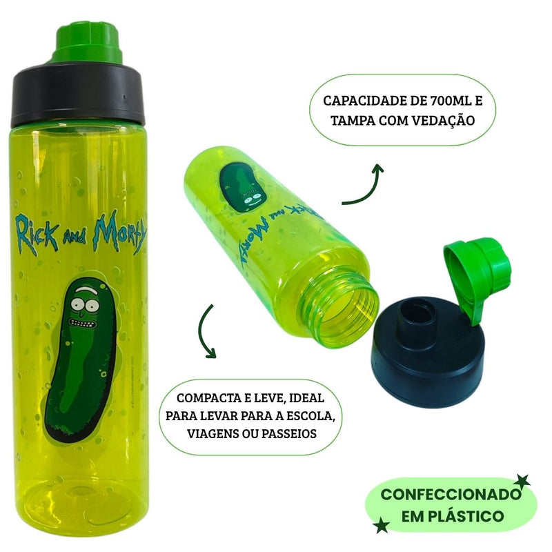 Garrafa Água 700ml Rick And Morty Pickle 700ml Cientista Espaço Desenho Personalizada Megalomania
