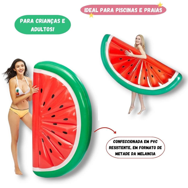 Boia Colchão Inflável Formato Melancia Metade Adulto Infantil Piscina Verão Praia Mar Megalomania