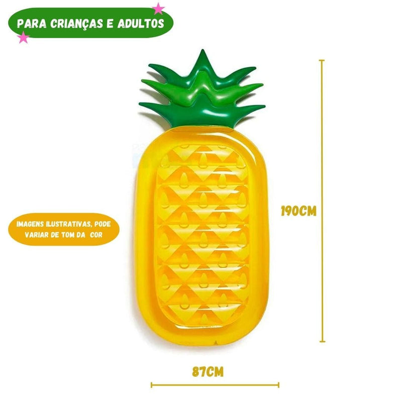 Boia Inflável Colchão Formato Abacaxi 190cm x 87cm Adulto Criança Verão Piscina Mar Sol Megalomania