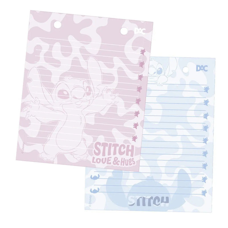 Refil Mini Fichário Stitch A6 2 Furos 80 Folhas Escolar Organização Volta Aulas Disney Ponto Criativo