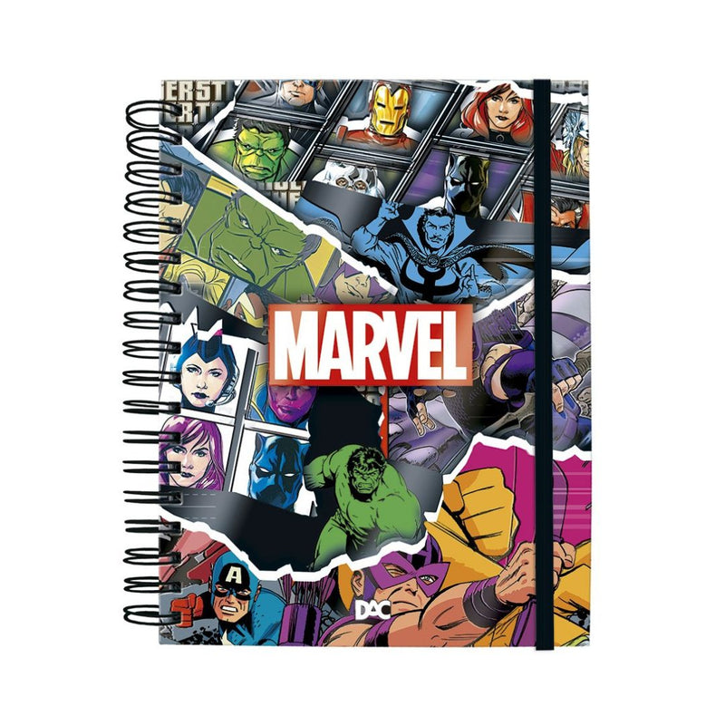 Caderno Universitário Smart Marvel A4 80 Folhas 10 Divisórias Elástico Volta as Aulas Ponto Criativo