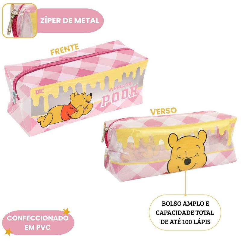 Estojo Simples Ursinho Pooh Juvenil Escolar Grande Feminino Ponto Criativo