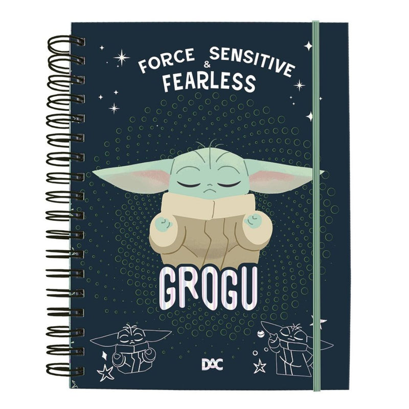 Caderno Smart Mini Star Wars Baby Yoda A6 80 Folhas Escolar Elástico 10 Divisórias Volta as Aulas