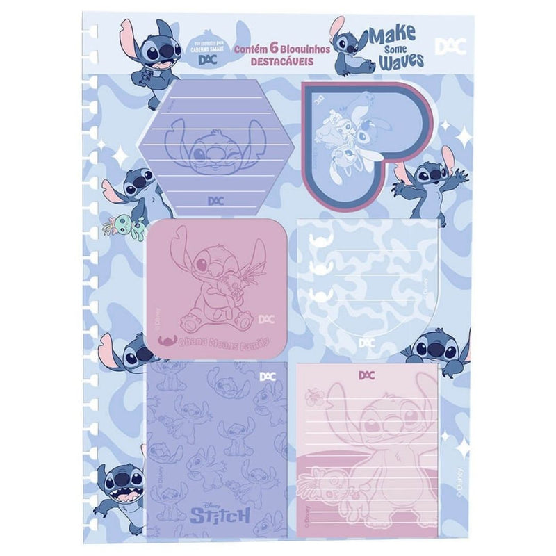 Bloco De Anotações Caderno Smart Stitch Escolar Disney A4 06 Blocos Organização Volta as Aulas