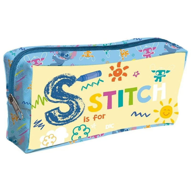 Estojo Escolar Tecido Stitch Juvenil Disney 60 Pens Zíper Volta as Aulas Original Ponto Criativo