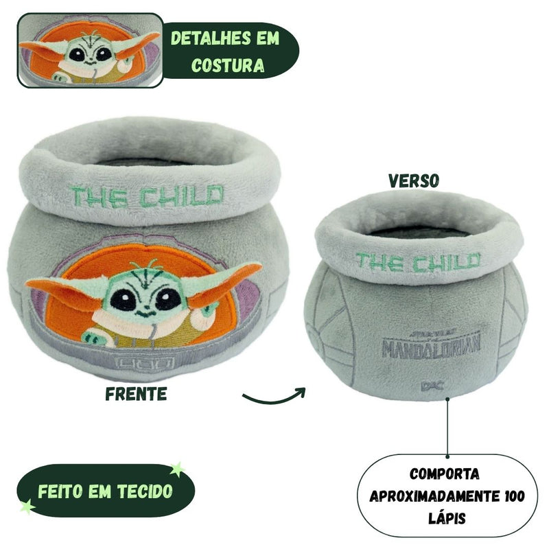 Organizador de Mesa Mandalorian Baby Yoda Filme Star Wars Porta Lápis Canetas 100 pens Pelúcia Ponto Criativo