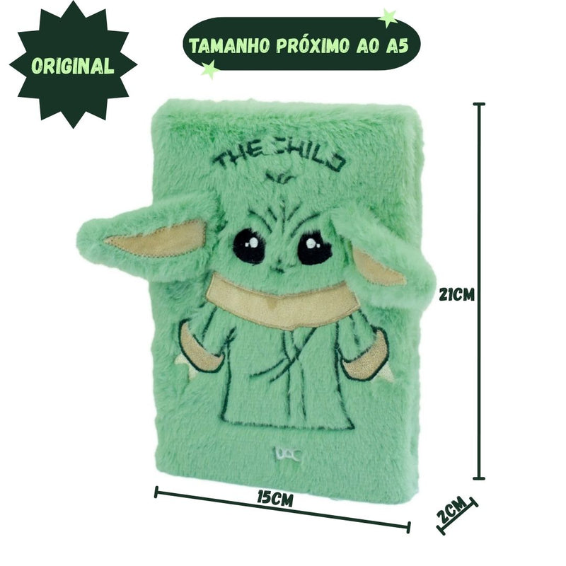 Caderno Anotações Fluffy Baby Yoda Star Wars Colegial 80 Folhas A5 Escolar Mandalorian Organização Ponto Criativo