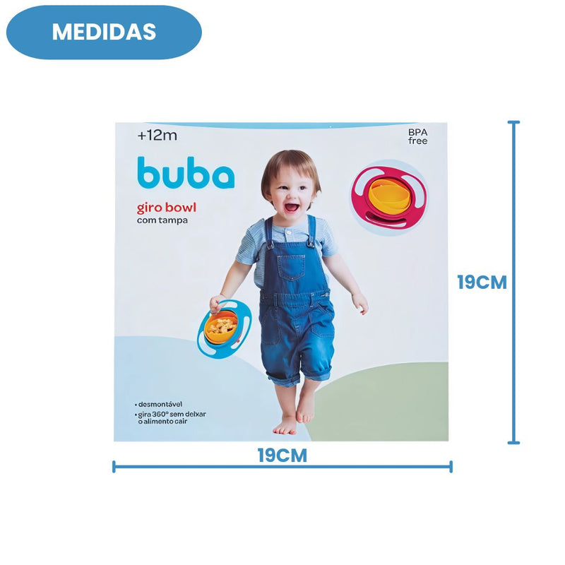 Prato Mágico Giro Azul Bebê Infantil Mamãe Maternidade Bowl BPA Free Buba Introdução Alimentar