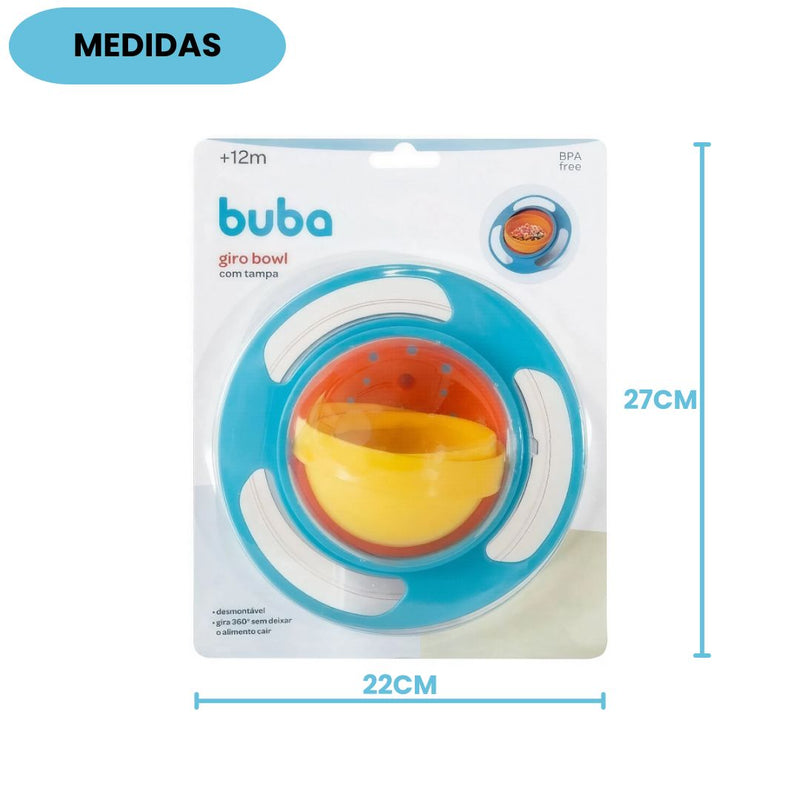Prato Mágico Giro Azul Bebê Infantil Mamãe Maternidade Bowl BPA Free Buba Introdução Alimentar