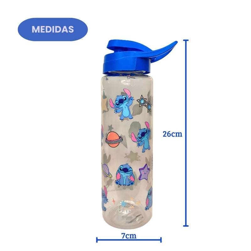 Garrafa Squeeze 750ml Stitch Disney Passeio Diversão Volta as Aulas Academia Transparente