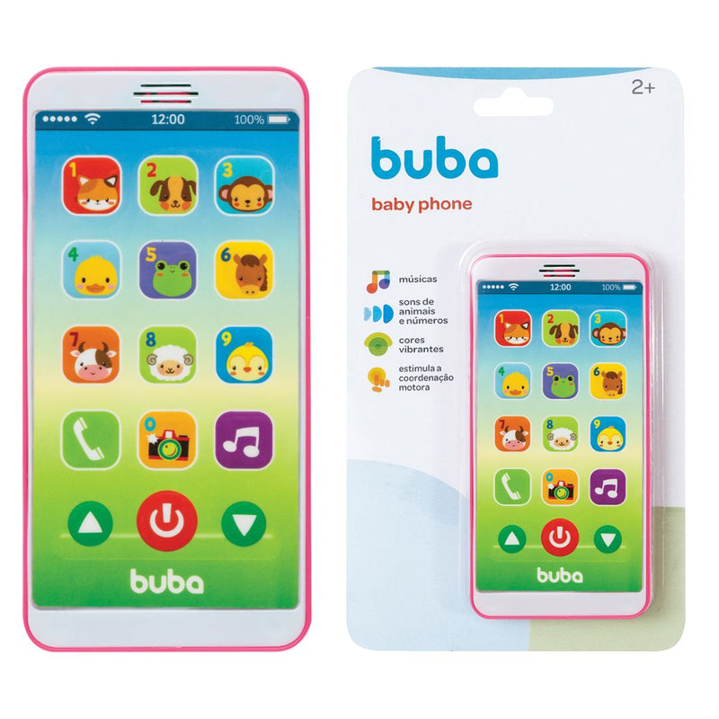 Celular Brinquedo Bebê Menino Menina Educativo Com Sons Buba Rosa