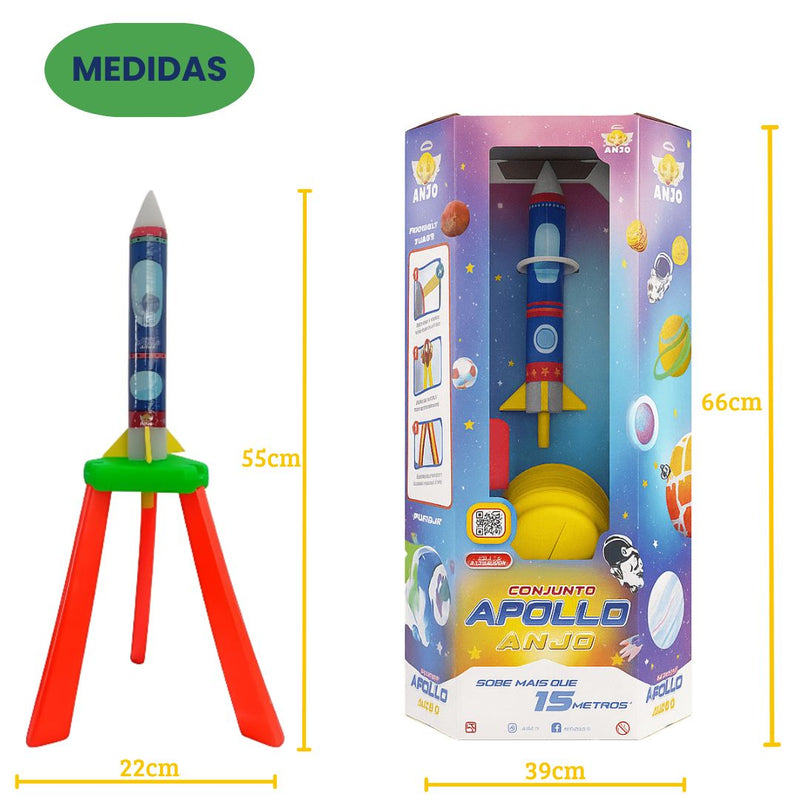 Brinquedo Foguete Apollo Diversão Criança Voador 15 metros Lançador Infantil Aventura Espaço Ponto Criativo