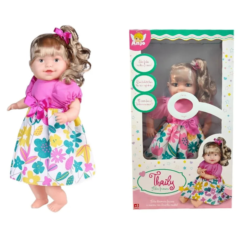Brinquedo Boneca Thaily Fala Frases Laçinhos Vestido Infantil Menina Dia Das Crianças Angel Toys