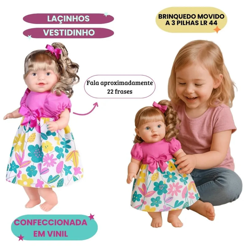 Brinquedo Boneca Thaily Fala Frases Laçinhos Vestido Infantil Menina Dia Das Crianças Angel Toys