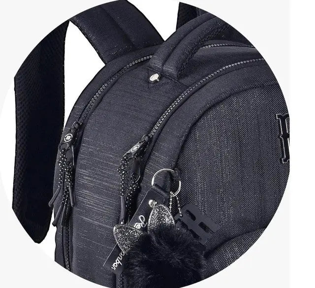 Mochila Costas Rebecca Bonbon Preta Juvenil Meninas Escolar Faculdade Grande Reforçada Clio Megalomania
