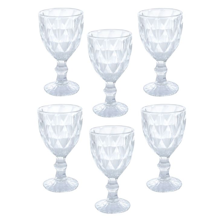 Taça Água Diamante 6UN 340ML Cozinha Bebidas Ke Home