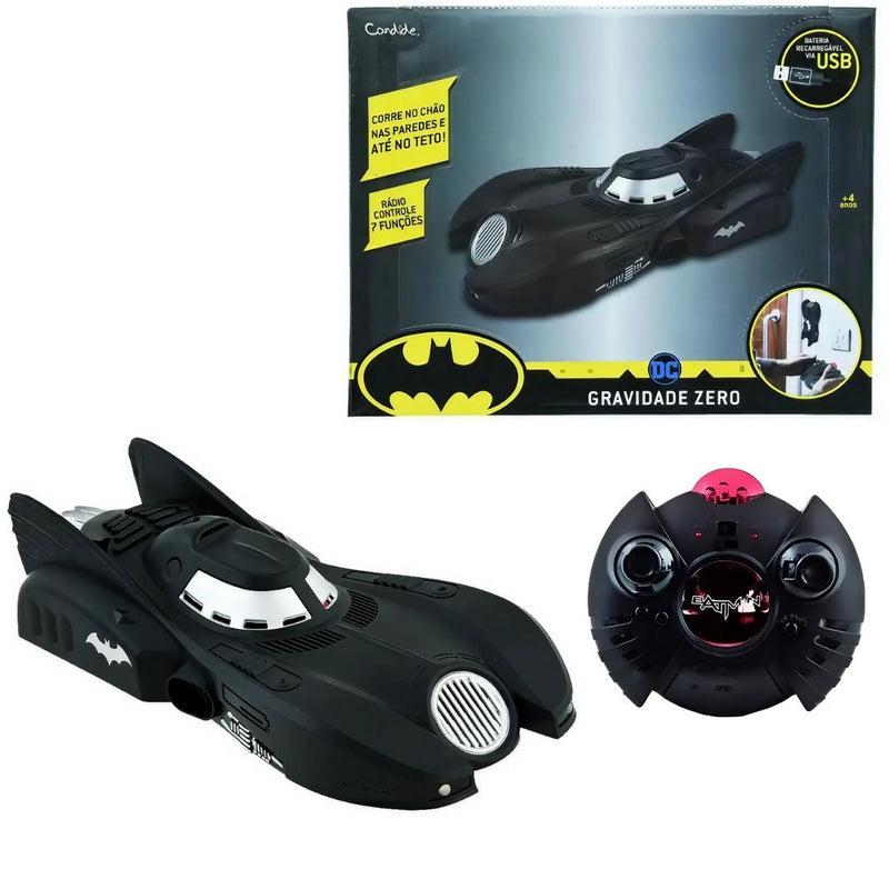 Batmóvel Gravidade Zero Dc Comics Morcego Controle Remoto Bateria Colecionável Batman Geek Ponto Criativo