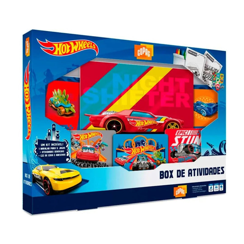 Box de Atividade Hot Weels Jogo Colorir Pintar Carta Diversão Criança Brincadeira Presente
