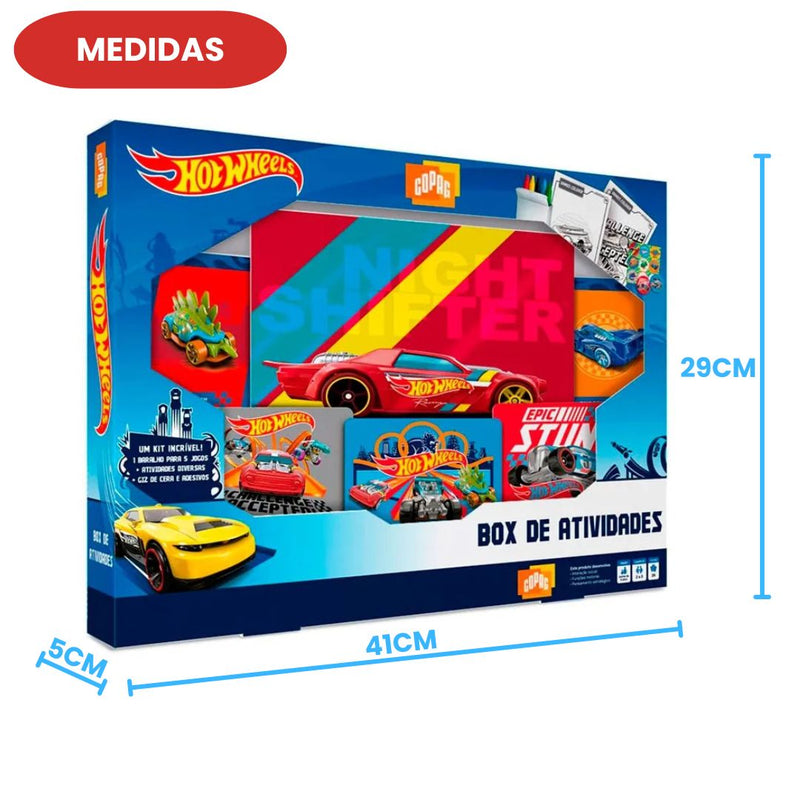 Box de Atividade Hot Weels Jogo Colorir Pintar Carta Diversão Criança Brincadeira Presente