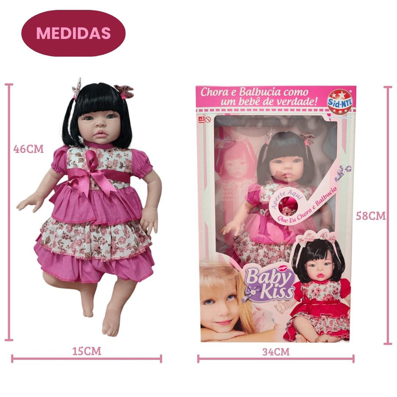Brinquedo Boneca Bebe Reborn Barato Barata Baby Kiss Chora Fala Mamãe