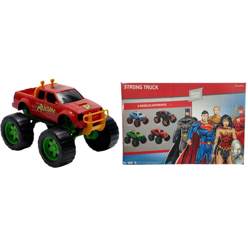 Brinquedo Veículo Roda Livre Strong Truck Picape Liga Justiça Superman Batman Lanterna Verde Robin Megalomania