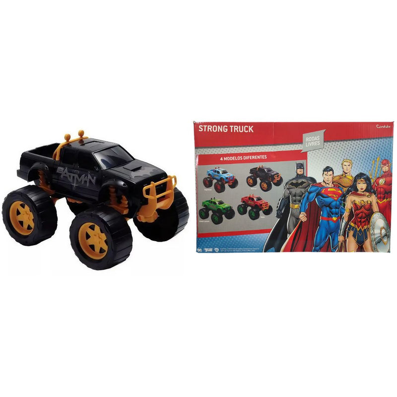 Brinquedo Veículo Roda Livre Strong Truck Picape Liga Justiça Superman Batman Lanterna Verde Robin Megalomania